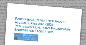 Cover for report: Rare disease patient healthcare access survey 2020-2021